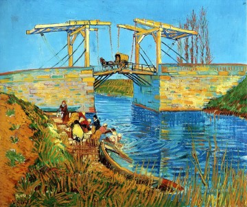 The Langlois Bridge at Arles with Women Washing 2 Vincent van Gogh Oil Paintings